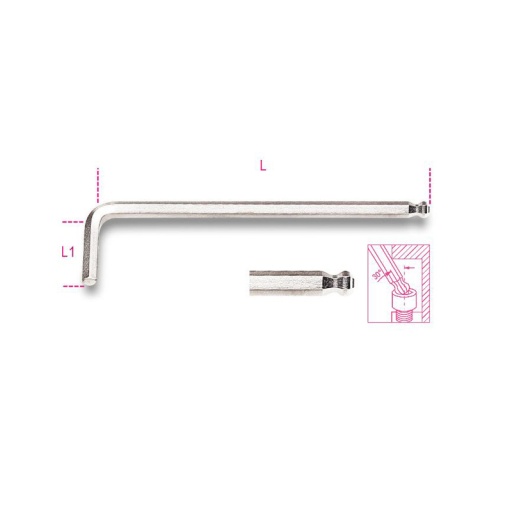 Clé mâle coudée tête sphérique chromée 1.5mm beta série 96bpc