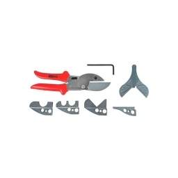 Cisaille et jeun de mors pour tuyaux et tubes en plastique 
8 pièces 
Différentes dimenssions de lames, diamètre de 25mm et de 16 à 19mm.
Jusqu'à 90 degrés d'angle. 