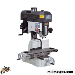 Capacite maxi de perçage : 32 mm capacité de fraisage : 76 mm fraisage en bout : 20 mm distance nez de broche/table : 480 mm col de cygne : 202 mm cône de broche : cm3
course broche : 130 mm vitesse de broche (12) : 125-2500 tr/m2
diamètre de colonne : 115 mm rotation de la tête : 360°
dimensions table : 730 x 210 mm course transversale : 190 mm course longitudinale : 500 mm puissance : 1500 w
alimentation : 230 v - 50 hz
poids : 300 kg
caracteristiques :
o colonne robuste (115 mm .
o equipee de butees sur le mouvement longitudinal.
o réglage fin sur le mouvement vertical.
o table rectifiee avec quatre rainures en te largeur 16 mm  entraxe de 45 mm 
o livre sans socle
boitier de comm ndes avec selecteur de sens de rotation par courroie. 
voyant de mise sous tension. 
arret d'urgence et bouton marche/arret
changement de vitesse de rotation par courroie. 4 niveaux.
poulie aluminiumm 
securite sur ouverture carter superieure