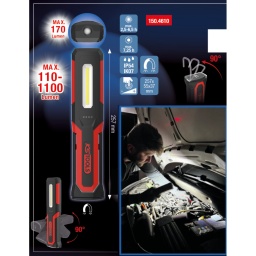 Id&eacute;ale pour les travaux sans prise de courant
Recharge sans fil gr&acirc;ce &agrave; la technologie eQi
Construction compacte
Pliable
Source de lumi&egrave;re principale &agrave; intensit&eacute; variable
LED COB extr&ecirc;mement puissante
Spot LED SMD puissant
2&nbsp;modes d&rsquo;&eacute;clairage&nbsp;: lampe frontale COB et spot LED
2&nbsp;intensit&eacute;s d&rsquo;&eacute;clairage&nbsp;: Lumi&egrave;re frontale 7&nbsp;W COB LED de 1100 Lumen et Spot SMD LED 2&nbsp;W de 170&nbsp;Lumen
Lumi&egrave;re de 6000&nbsp;Kelvin pour un &eacute;clairage optimal de la zone de travail
Aimant int&eacute;gr&eacute; pour la recharge et la fixation
Crochet de suspension int&eacute;gr&eacute;
Autonomie de 2 &agrave; 10&nbsp;heures pour la LED frontale
Autonomie de 7,25&nbsp;heures pour le spot LED
Indicateur de l&rsquo;&eacute;tat de charge
Port de charge optionnel de type USB-C
2 batteries Lithium-Ion de haute capacit&eacute;
Bo&icirc;tier en plastique de qualit&eacute; sup&eacute;rieure
prot&eacute;g&eacute; contre les projections de liquides d&rsquo;apr&egrave;s IP65
Tr&egrave;s r&eacute;sistante - Indice de r&eacute;sistance aux chocs IK09
