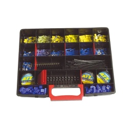 Coffret consomable électrique. utilisation bâtiment . et agricole
1 organisateur simple cargo 1000
2 adhésifs 6000v 15mm 10m noir
1 adhésif 6000v 15mm 10m rouge
100 colliers nylon 3.6x150
50 connecteurs bleu rapides
25 cosses à oeil mm bleu
25 cosses mâles 6.3x0.8 bleu
25 cosses femm 6.3x0.8 bleu isolées
25 cosses cylindriques mm bleu
25 cosses cylindriques mm bleu isolées
25 cosses bout à bout bleu
25 cosses double m/f bleu
25 cosses mâles 6.3x0.8 jaune
25 cosses à oeil mm jaune
25 cosses femm 6.3x0.8 jaune isolées
25 cosses cylindriques mm jaune
25 cosses cylindriques mm jaune isolées
25 cosses bout à bout jaune
6 barrettes 12 plots dominos panaches