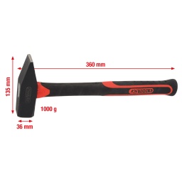 Selon DIN 1041
Avec manche en fibre de verre
Version forgée
Bords durcis par induction
Bord de tête et surface de frappe polis
Bords arrondis
Tête thermolaquée
Tête de marteau en acier haute résistance