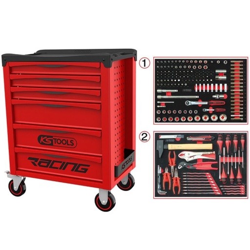 Servante RACING 6 tiroirs équipée de 184 outils