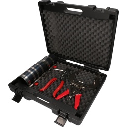 Pour le maintien des segments lors du montage du piston 
Fonction cliquet auto-bloquant 
Avec jauges à piston 
Tête brunie 
Coffret robuste en matière plastique 

