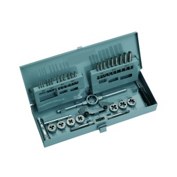 Coffret de tarauds main et filières hss
composition :
1 jeu de 3 tarauds main de mm a m12
1 Filière de mm a m12
1 tourne à gauche
1 tourne à gauche à cliquet
1 porte filiere
1 tournevis