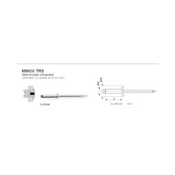 Boite de rivet aveugle minox trs tête ronde standard
- conforme a la norme nf en iso 15977
- corps aluminium.clous inox
- plage de sertissage. diamètre de perçage .résistance a la traction. résistance au cisaillement. vous retrouverez toutes ces informations dans la fiche technique
- conditionement a la boite. ou au 1000
- delais nous consulter