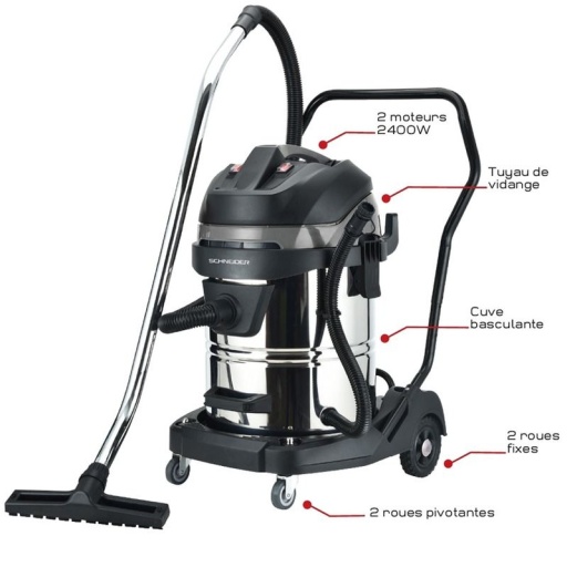 Aspirateur 60l Eau & Poussieres 2400w Cuve Metal