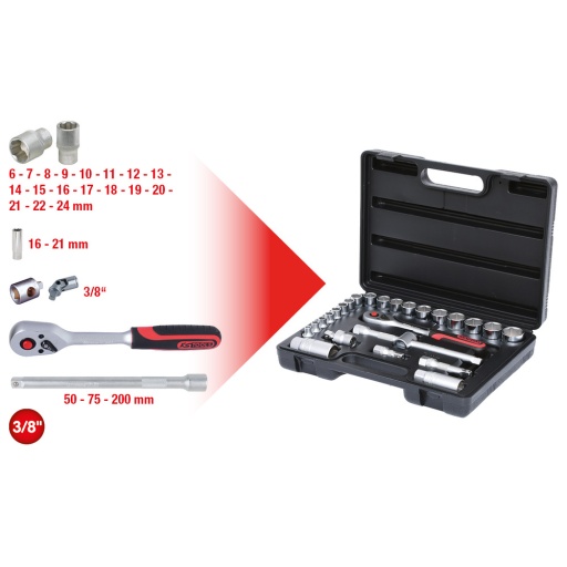Coffret de douilles 3/8'' 26 pcs