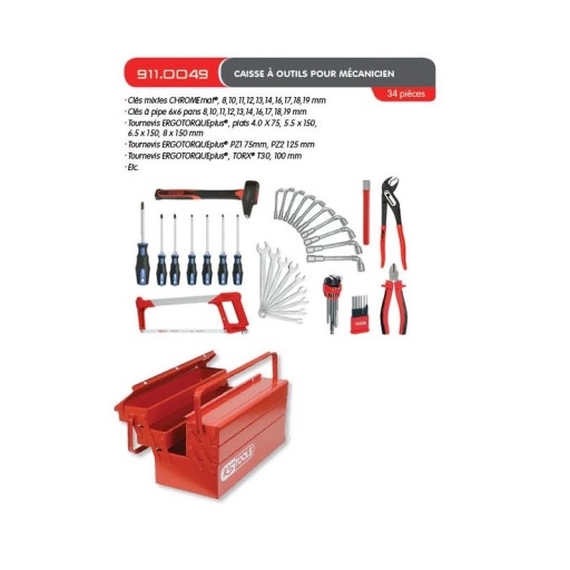 Caisse à outils pour mécanicien 34p