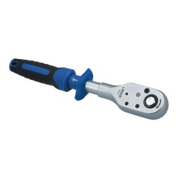 Cliquet à action rapide de 280 mm à carré de 1/2" Cliquet bidirectionnel traversant. Action d'entraînement double rapide breveté pour la dépose rapide de fixations dans des espaces confinés. Carré de 1/2" avec mécanisme à 60 dents. Longueur : 280 mm Fini chromé mat avec engrenage d'entraînement en chrome-molybdène, corps en chrome-vanadium et manche en PP+TPR. Versions à carré de 3/8" disponibles : 230 mm de longueur - N° de réf. Laser 7377 ; 350 mm grande longueur - N° de réf. Laser 7376.