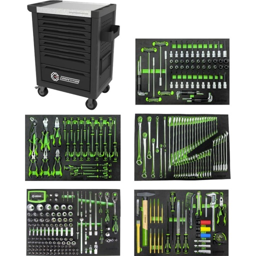 Servante 8 tiroirs 341 pi&egrave;ces compo 5 tiroirs