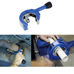 Coupe-tuyaux robuste à cliquet, utilisation à une main, pour l'acier, le cuivre ou le plastique. 
Le mécanisme à cliquet permet de l'utiliser dans les endroits difficiles d'accès.

Les coupes vont de 65 mm à 31 mm.
Peut couper des tuyaux en acier, en cuivre et en plastique. Idéal pour les usages automobiles, la fabrication et la plomberie.
Facile à utiliser avec un minimum d'effort pour réaliser des coupes rapides et précises, même lorsque le tuyau est en place.
Coupe l'acier jusqu'à 1.5 mm d'épaisseur. Idéal pour les tuyaux d'échappement d'un diamètre maximal de 65 mm (2,6").
Molette de coupe remplaçable. Équipements de rechange disponibles, voir la référence Laser 62602