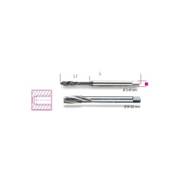 Taraud machine métrique pour trous borgnes
Dimensions :
004280103	3x0,5	
004280104	4x0,7	
004280105	5x0,8	
004280106	6x1	
004280108	8x1,25	
004280110	10x1,5	
004280112	12x1,75	
004280114	14x2	
004280116	16x2	
004280118	18x2,5	
004280120	20x2,5	
004280122	22x2,5	
004280124	24x3	
