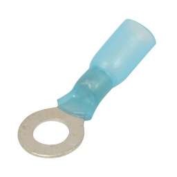 Lot de 10 cosses à œil isolées bleues thermorétractables
Cosse à sertir avec une pince, puis chauffer pour retreindre la gaine
(gaine avec colle pour étanchéité)
Température d'utilisation de -55° à +125°
Dimensions: M6
Section câble: 1,5 à 2,5mm2