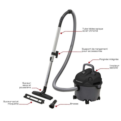 Aspirateur 10l Eau Et Poussieres 1200w Cuve Pvc