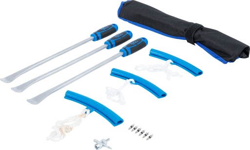 Jeu de d&eacute;monte pneus et protections de jantes pour motos 13 pi&egrave;ces