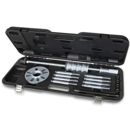 Kit extracteur à inertie avec petites colonnes d’écartement, pour l’extraction des moyeux et roulements de roues à 3, 4 et 5 trous
Compris dans le kit :
- 1 bride universelle 90÷130 mm
- 1 masse battante de 5 kg
- 4 petites colonnes coupleur M12
- 4 petites colonnes coupleur M14
Idéal pour moyeux avec anneau de centrage saillant