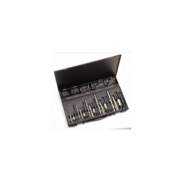 Coffret de réparation pour filetage 

- 5 tarauds pour filet 
- 5 forets diamètre 
- 5 outils de pose 
- 5 rupteurs 
- 5 types d'inserts : m5x0.8-m6x1-m8x1.25-m10x1.5-m12x1.75

retrouvez toutes les infos sur les filetages rapportés dans la fiche technique pdf