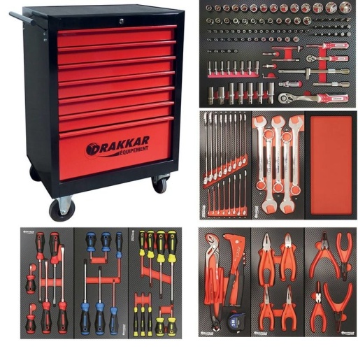 Servante d'atelier Drakkar avec composition outils 4 tiroirs