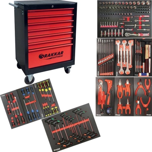 Servante d'atelier Drakkar avec composition outils 5 tiroirs