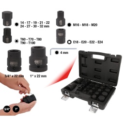 Version courte
Pour actionnement de machines
T&ecirc;te brunie
Chrome-Molybd&egrave;ne
Coffret robuste en mati&egrave;re plastique
