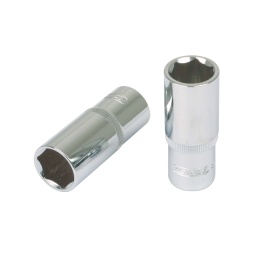 Douille longue 3/8 chrome plus 8mm 
- longueur 63mm - profil strie
- finition polie chromee