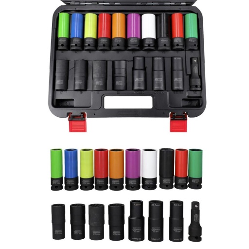 Coffret de douilles à chocs 1/2'' spéciales roues 18 pièces