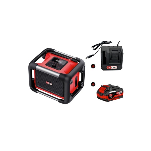 Enceinte de chantier avec batterie 18V 4Ah et chargeur rapide