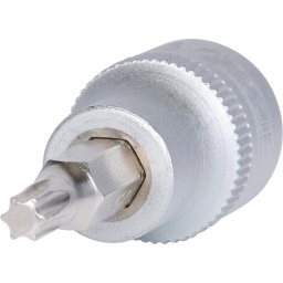 Torx
Carré d'entraînement intérieur selon DIN 3120 / ISO 1174 avec encoche pour verrouillage par bille
avec embout tournevis nickelé serti
Pour une utilisation manuelle
Finition satinée
Chrome Vanadium
