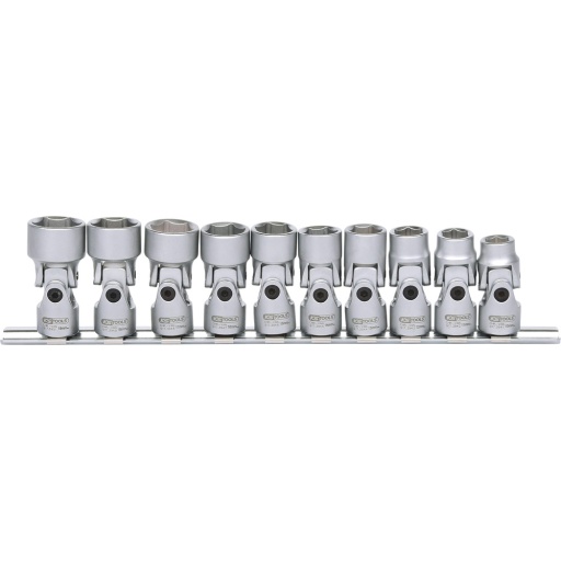 Jeu de douilles 3/8'' 6 pans articul&eacute;e longue 10 pcs 10-19 mm