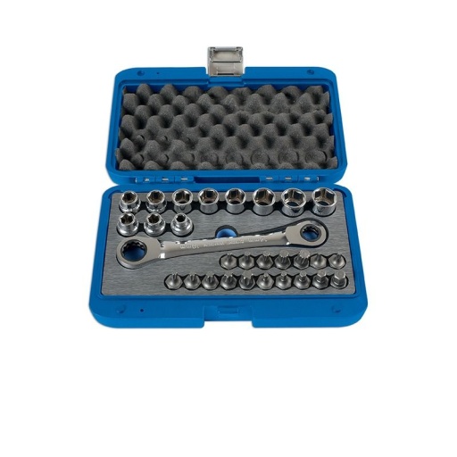 Kit embouts et douilles traversantes avec cliquet - 29 pcs