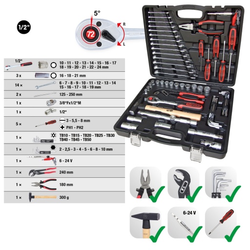 Coffret d'outils universels 1/2'' 47 pièces