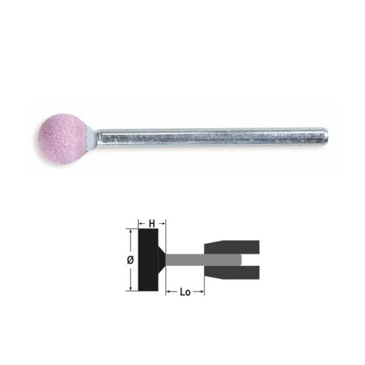 Meule corindon tige 6x80 11132 tête sphérique 15X15