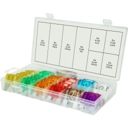 Selon ISO 8820-3 
Code couleur suivant l'ampérage du fusible 
Coffret de rangement plastique 

