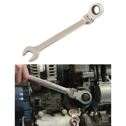 Clé mixte à cliquet tête flexible - 27mm  Clé mixte à cliquet tête flexible - 27mm  Fabrication en Chrome Vanadium  Application : Filtre à  huile Land Rover Freelander avec moteur Diesel  Convient également pour la Ford focus lorsque l'espace est trop restreint pour des douilles classiques  Clé polie