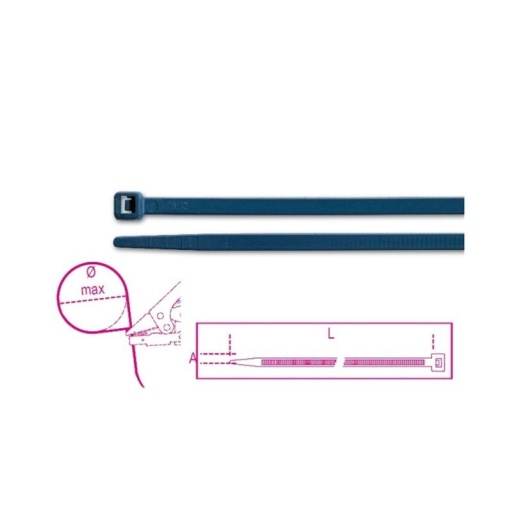 Collier en nylon autoextinguible, couleur bleue 4,8x200mm