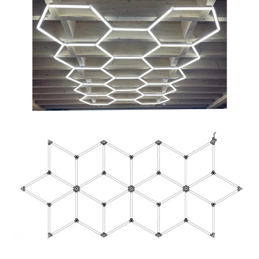 Ensemble eclairage atelier etoile 16 losanges 294W