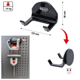 Capacit&eacute; de charge verticale jusqu&rsquo;&agrave; 14&nbsp;kg
Organise le lieu de travail
Pour suspendre les visseuses &agrave; percussion pneumatiques et les perceuses-visseuses sans fil
Ouverture de fourche de 84&nbsp;mm de large
Aimant gain&eacute; en caoutchouc
Acier

