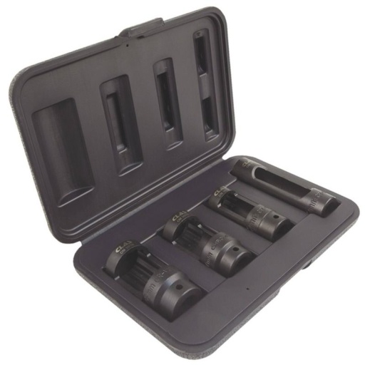 Coffret 4 douilles 1/2" 12 pans CrV pour pose et dépose porte-injecteurs