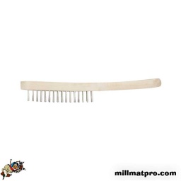 Brosse métallique en inox
- 4 rangees de brins
- manche en bois