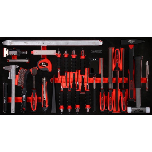 Jeu de marteaux de burins et d’outils de mesure dans module en mousse 36 pcs
