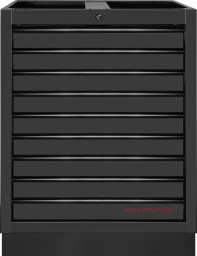 KRAFTWERK MOBILIO BLACK Meuble bas avec 9 tiroirs – Votre compagnon fiable pour l'atelier

Ordre parfait pour votre atelier
Avec le meuble bas KRAFTWERK MOBILIO BLACK avec 9 tiroirs, vous mettez de l'ordre dans votre atelier. 
Que ce soit pour des outils, des petites pièces ou des accessoires, dans les 9 tiroirs à roulements à billes, vous trouverez la place idéale pour tout. 
Chaque tiroir peut être complètement tiré grâce à l'extraction totale, vous permettant de garder une vue d'ensemble. 
Un point fort particulier : chaque tiroir peut être verrouillé individuellement. 
Ainsi, tout reste en sécurité.

Serrure centrale pour une sécurité maximale
Le meuble bas est équipé d'une serrure centrale pratique, qui vous offre une sécurité supplémentaire. 
D'un seul geste, vous pouvez verrouiller l'ensemble du meuble et protéger vos précieux outils contre tout accès non autorisé. 
C'est un avantage inestimable, surtout dans un atelier animé où de nombreuses mains sont en jeu.

Construction robuste et design moderne
Le boîtier stable du meuble bas KRAFTWERK MOBILIO est livré préassemblé, vous permettant de l'utiliser directement dans votre atelier. 
La couleur noire lui confère un aspect moderne et professionnel qui s'adapte à tout atelier. 
La qualité de fabrication garantit une longue durée de vie, même en cas d'utilisation intensive.

Dimensions compactes, grande capacité
Avec ses dimensions de 680 mm de large, 910 mm de haut et 458 mm de profondeur, le meuble offre beaucoup d'espace de rangement sur une petite surface. 
Chacun des 9 tiroirs a une hauteur de 58 mm, parfaitement adapté pour des outils plats et des accessoires. 
Ainsi, le meuble bas KRAFTWERK MOBILIO est idéal pour garder votre espace de travail propre et organisé, sans occuper trop de place.

Conclusion
Le meuble bas KRAFTWERK MOBILIO BLACK avec 9 tiroirs est la solution parfaite pour tous ceux qui apprécient l'ordre, la sécurité et l'efficacité dans leur atelier. 
Avec ses tiroirs pouvant être verrouillés individuellement, sa construction robuste et sa serrure centrale pratique, il allie fonctionnalité et design moderne. 
Idéal pour les professionnels et les bricoleurs ambitieux
