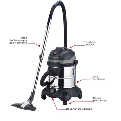 Aspirateur 20l Eau & Poussieres 1200w Cuve Metal