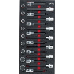 Module douilles 1/2 , 6 pans mâle 24 pièces 
- 6P courte : 5-6-7-8-10-12-14-17-19
- 6P longue : 5-6-7-8-10-11-12--13
- 6P extra longue : 5-6-7-8-10-12-14
- Dimension 188x393mm
