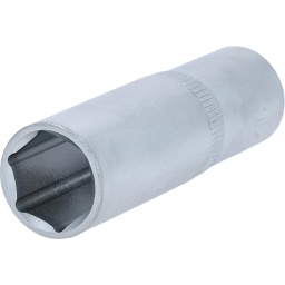 6 pans
Système FlankTraction
Selon DIN 3124 / ISO 2725
Carré d'entraînement intérieur selon DIN 3120 / ISO 1174 avec encoche pour verrouillage par bille
Version longue
Pour une utilisation manuelle
Finition satinée
Chrome Vanadium
