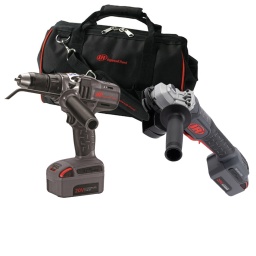 Pack perceuse + meuleuse Ingersoll rand
Meuleuse G5351M 20V 115 /125mm 
Equipée d'un tout nouveau moteur brushless 0.75kw pour utilisation intensive
Conception de la tête compact et d'un corp de seulement 337 mm qui procure une excellente maniabilité.
Equipé d'un changement rapide pour les disques et d'un ajustage des carters de protection 
System anti-kickback et E-brake pour une totale sécurité
Perceuse D5140 performante et robuste dans les moindres details. nouvelle perceuse/visseuse ingersoll rand d5140 2 v specifiquement conçue pour les professionnels recherchant des outils polyvalents. robustes et efficaces. 
la perceuse/visseuse d5140 offre performances et robustesse dans ses moindres details offrant un couple de 700 in-lb. 
- 1 chargeur, 1 batterie 2,5ah , 1 batterie 5ah , 1 sac de transport