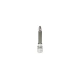 Douille tournevis pozidriv 1/2 chrome plus pz3

- longueur 110mm - profil strie
- finition polie chromee
- embout en acier s2
