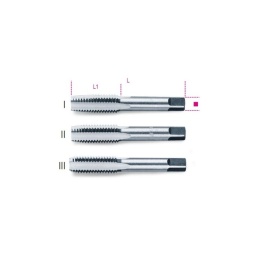 Jeu de 3 tarauds à main, filetage UNC en acier au chrome
ANSI B1.1
004300051	1/4x20	
004300052	5/16x18	
004300053	3/8x16	
004300054	7/16x14	
004300055	1/2x13	
004300056	9/16x12	
004300057	5/8x11	
004300058	3/4x10	
004300059	7/8x9	
004300060	1"x8