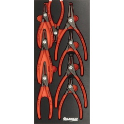 Composition : 8 outils
-8 pinces de précision ref.12140
-4 pinces pour circlips intérieurs
-4 pinces pour circlips extérieurs