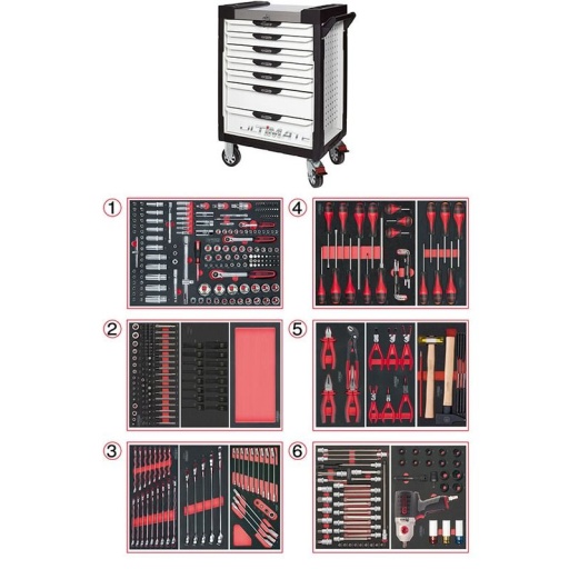 Servante Ultimate blanche 7 tiroirs avec composition 425 outils